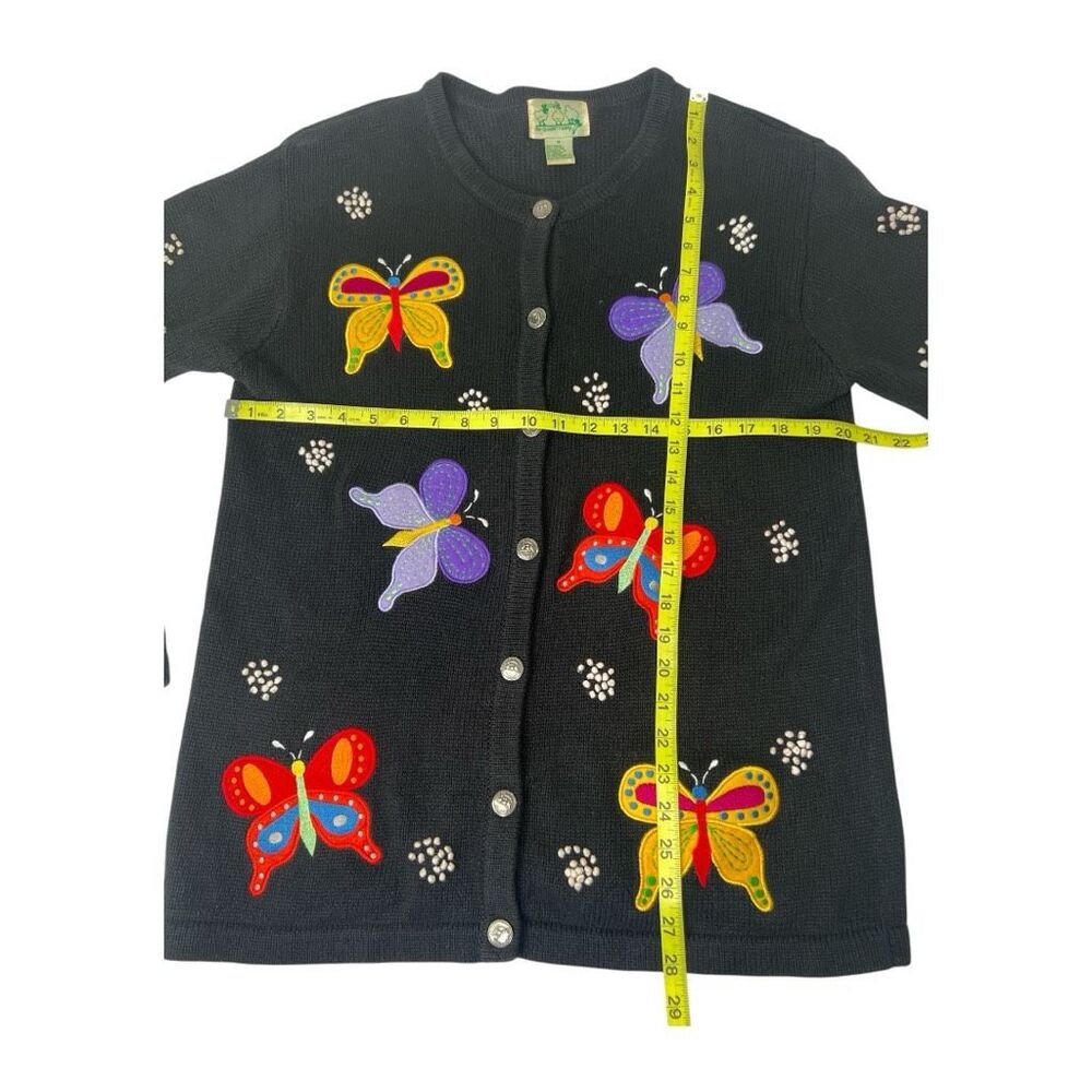Quacker Factory Black Butterfly Button Down Cardi… - image 4